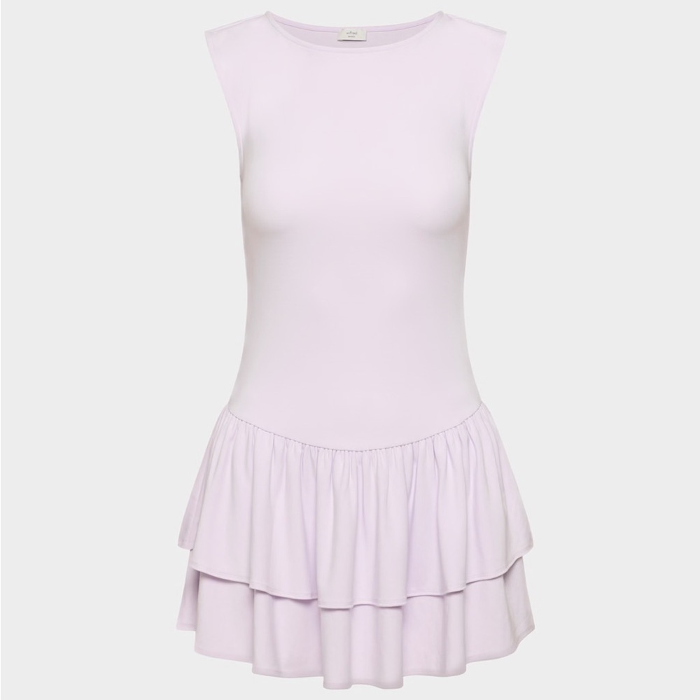 Wilfred Lilac Sleeveless Ruffle-Hem Dress